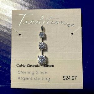 NWT Tradition Sterling Silver Cubic-Zirconia necklace pendant